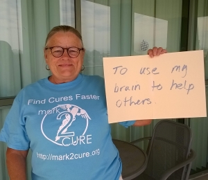 Pam, one of our awesome Mark2Curators, provides care for her father who suffers from Alzheimer Disease.  Like her shirt? Enter our photo contest to win one.